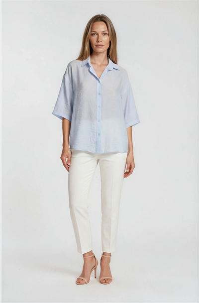 Düşük Omuzlu Salaş Gömlek MAVİ