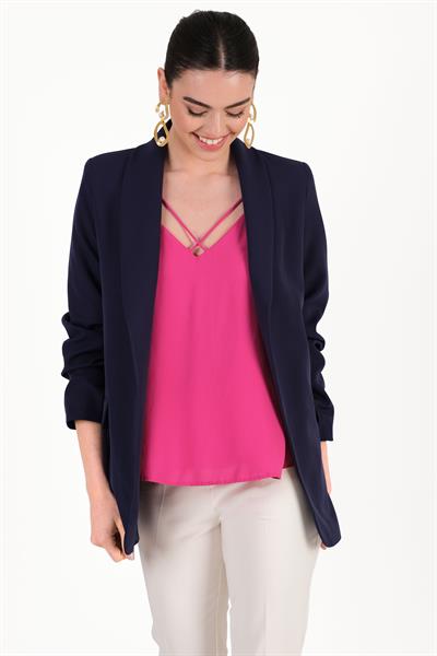 Dutronc Şal Yaka Kollar Büzgülü Ceket LACİVERT