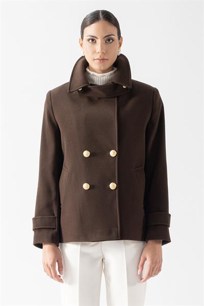 Edmondo Erkek Yaka Kruvaze Mont KAHVE
