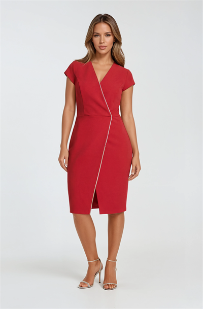 Egido V Yaka Asimetrik Kısa Abiye Elbise KIRMIZI
