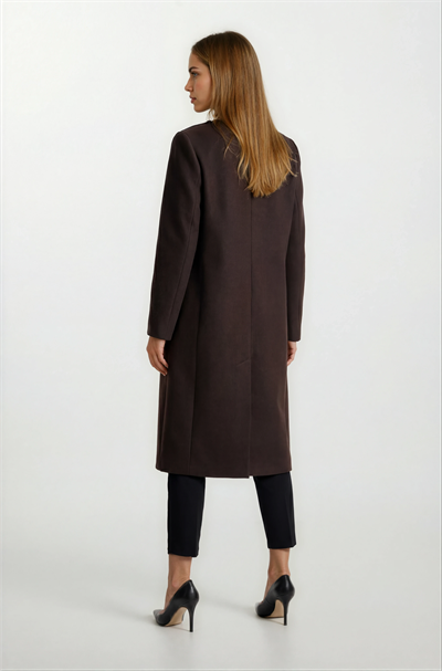 Egiziano Kruvaze Yaka Üstten Kapaklı Cepli Kaban KAHVE