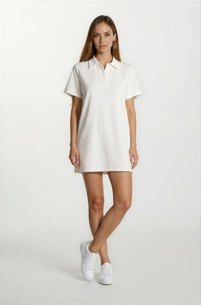 Eisenberg Polo Yaka Mini Elbise EKRU