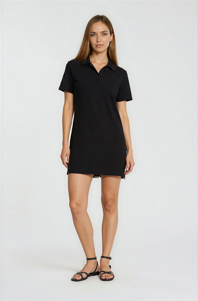 Eisenberg Polo Yaka Mini Elbise SİYAH