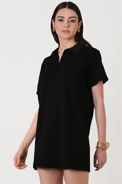 Eisenberg Polo Yaka Mini Elbise SİYAH