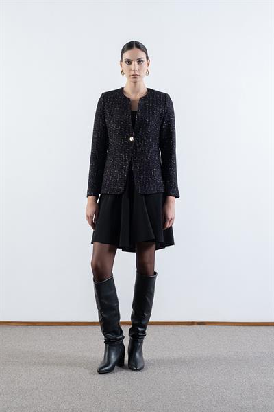 Entwisle Yakasız Tek Düğme Flota Cep Ceket SİYAH