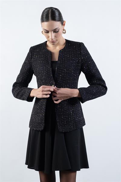 Entwisle Yakasız Tek Düğme Flota Cep Ceket SİYAH