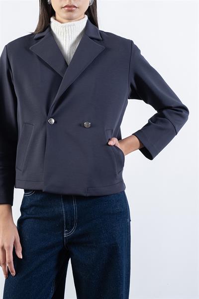 Erinela Klasik Yaka Kruvaze Mini Ceket ANTRASİT