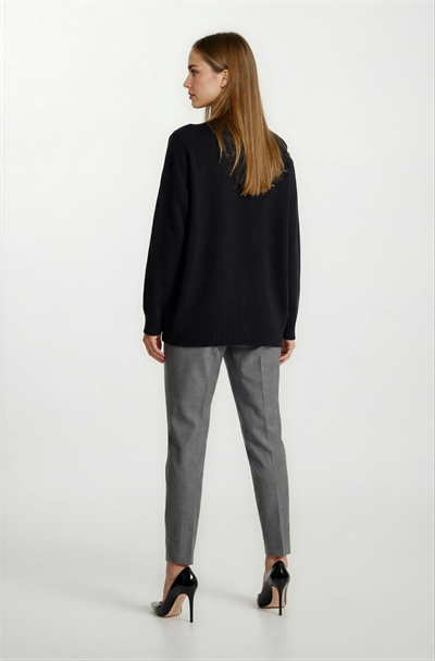 Esperina Arka Bel Geniş Lastikli  Dar Paça Pantolon ANTRASİT