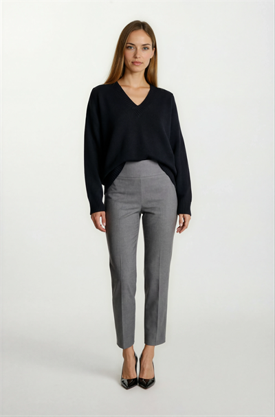 Esperina Arka Bel Geniş Lastikli  Dar Paça Pantolon ANTRASİT