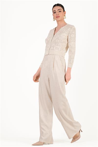 Fabian Yüksek Bel Geniş Paça Salaş Pantolon BEJ