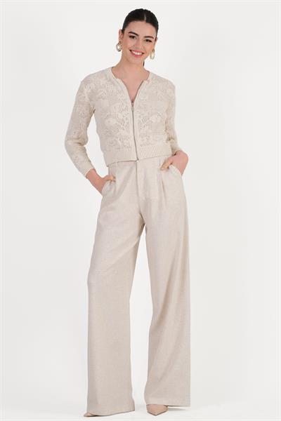 Fabian Yüksek Bel Geniş Paça Salaş Pantolon BEJ