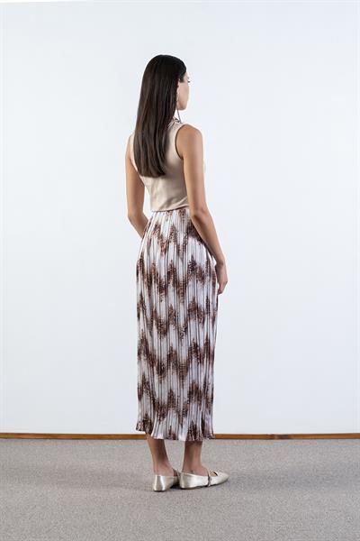 Falzarano Beli Lastikli Pliseli Etek KAHVE