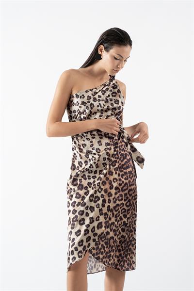 Felton Tek Omuz Düğümlü Yandan Bağlamalı Kısa Abiye Elbise SİYAH