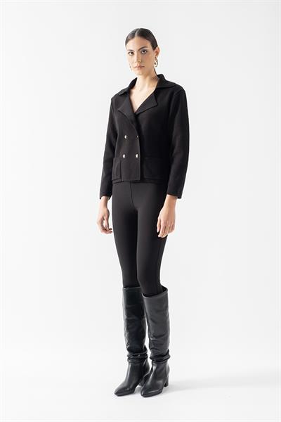 Fenech Erkek Yaka Kruvaze Triko Hırka SİYAH