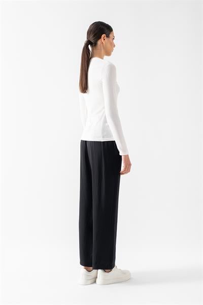 Fenwick V Yaka Uzun Kol Triko Bluz EKRU