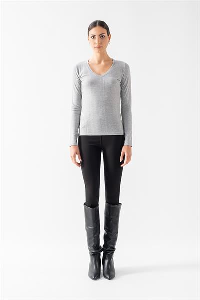 Fenwick V Yaka Uzun Kol Triko Bluz GRİ