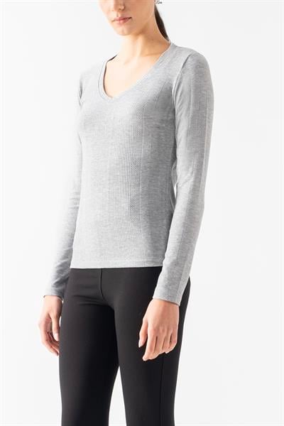Fenwick V Yaka Uzun Kol Triko Bluz GRİ