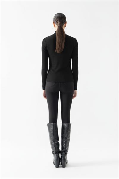 Fenwick V Yaka Uzun Kol Triko Bluz SİYAH