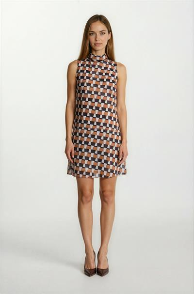 Fernandel Degaje Yaka Arkadab Bağlamalı Kolsuz Elbise HARDAL