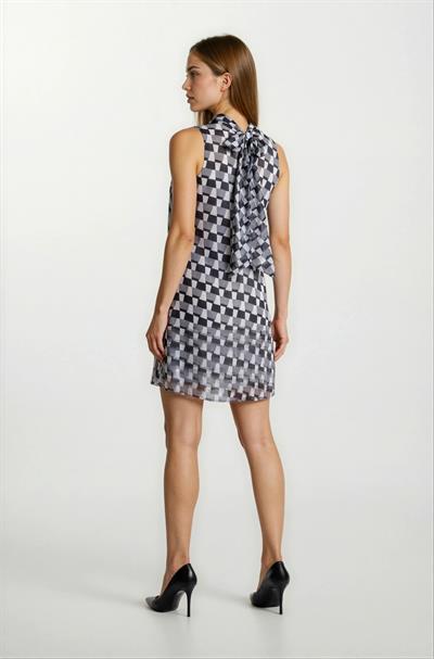 Fernandel Degaje Yaka Arkadab Bağlamalı Kolsuz Elbise SİYAH