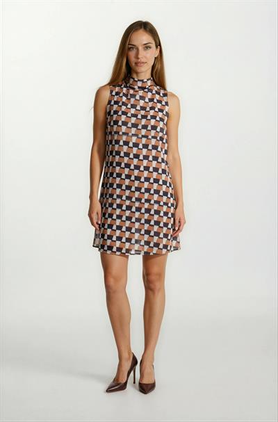 Fernandel Degaje Yaka Arkadab Bağlamalı Kolsuz Elbise HARDAL