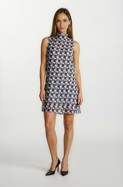 Fernandel Degaje Yaka Arkadab Bağlamalı Kolsuz Elbise SİYAH