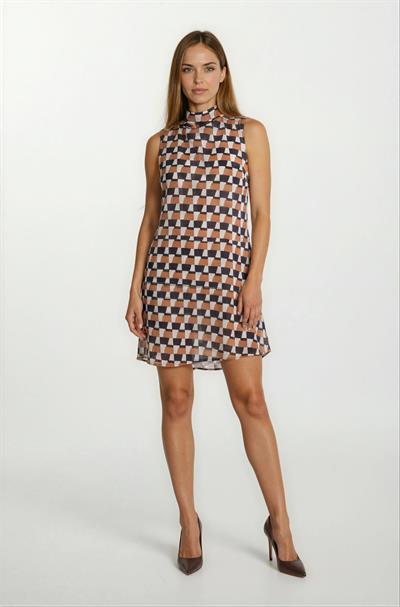 Fernandel Degaje Yaka Arkadab Bağlamalı Kolsuz Elbise HARDAL