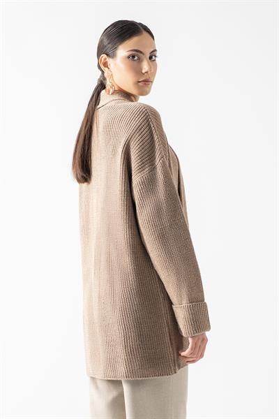 Fioravanti Şal Yaka Cepli Triko Hırka SÜTLÜ KAHVE