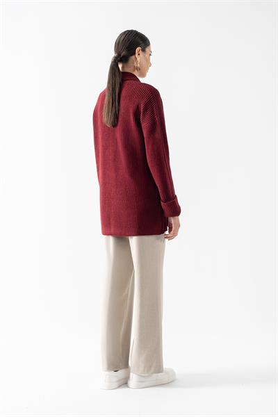 Fioravanti Şal Yaka Cepli Triko Hırka BORDO