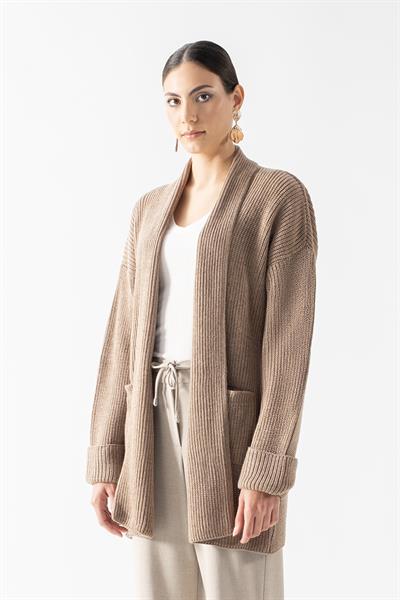 Fioravanti Şal Yaka Cepli Triko Hırka SÜTLÜ KAHVE