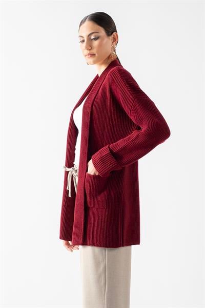 Fioravanti Şal Yaka Cepli Triko Hırka BORDO