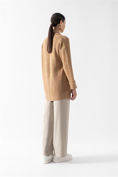Fioravanti Şal Yaka Cepli Triko Hırka CAMEL