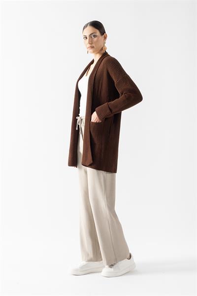 Fioravanti Şal Yaka Cepli Triko Hırka KAHVE