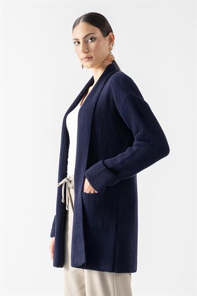 Fioravanti Şal Yaka Cepli Triko Hırka LACİVERT