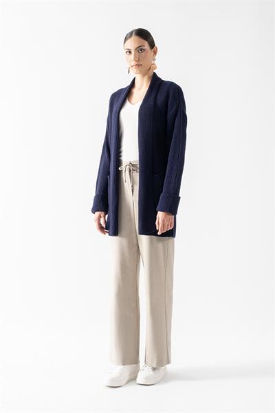 Fioravanti Şal Yaka Cepli Triko Hırka LACİVERT