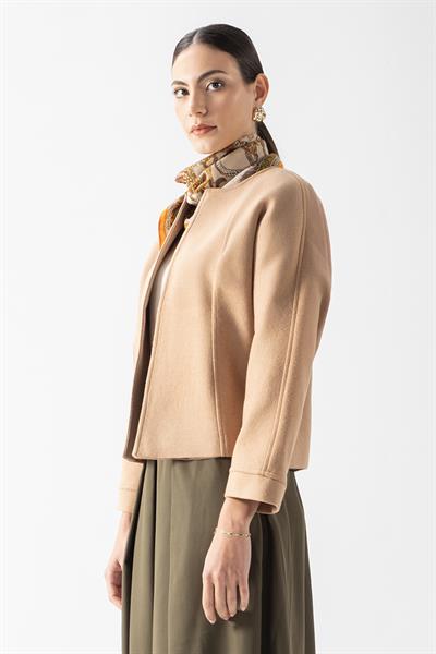 Flenery Yakasız Yarasa Kol Kap CAMEL