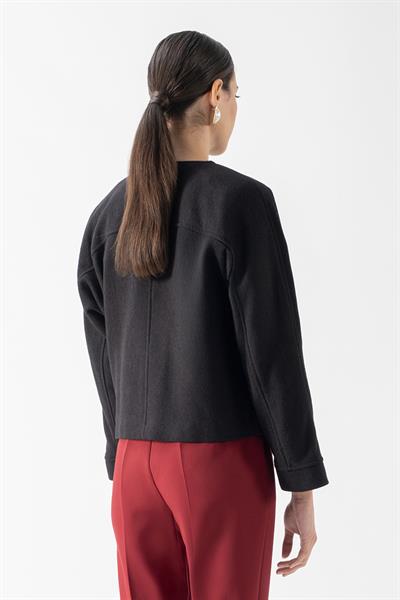 Flenery Yakasız Yarasa Kol Kap SİYAH