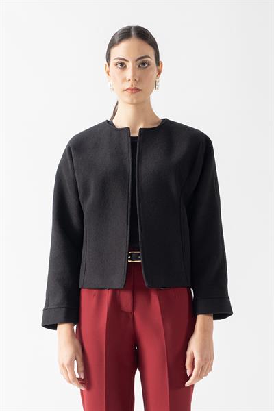 Flenery Yakasız Yarasa Kol Kap SİYAH