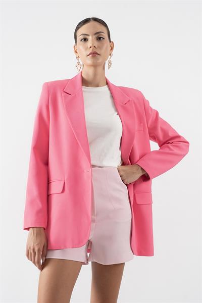 Foscarino Tek Düğme Blazer Ceket KOYU PEMBE