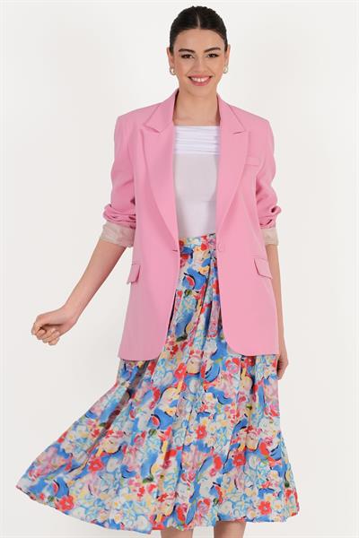 Foscarino Tek Düğme Blazer Ceket PEMBE