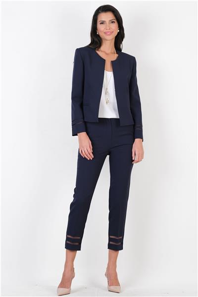 Mariella Klasik Kesim Paçası Tüllü Pantolon LACİVERT