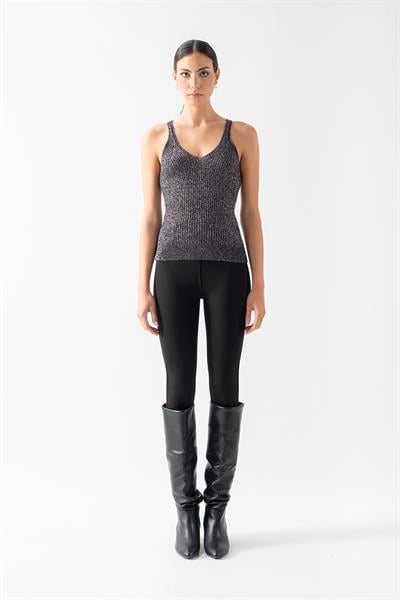 Futterman V Yaka Askılı Simli Triko GÜMÜŞ