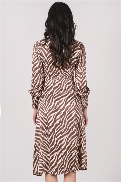 Gavina Kruvaze Yaka Elbise KAHVE