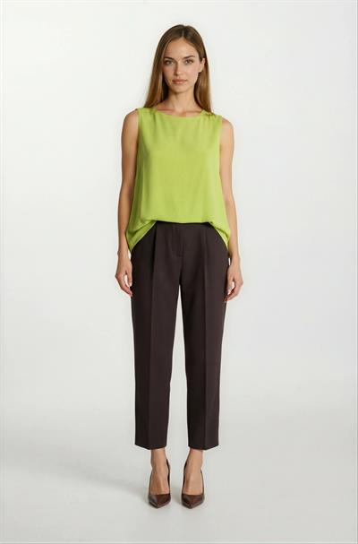 Genuina Pileli Dar Paça Pantolon KAHVE