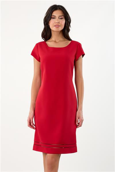 Geppina V Yaka Etek Tüllü Elbise KIRMIZI