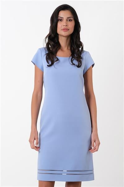 Geppina V Yaka Etek Tüllü Elbise MAVİ