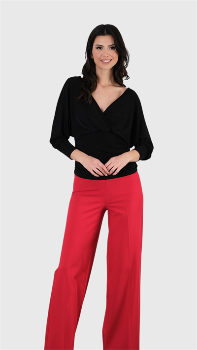 Gerbina Yüksek Bel Bol Paça Pantolon KIRMIZI