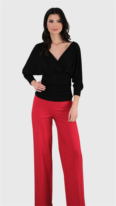 Gerbina Yüksek Bel Bol Paça Pantolon KIRMIZI