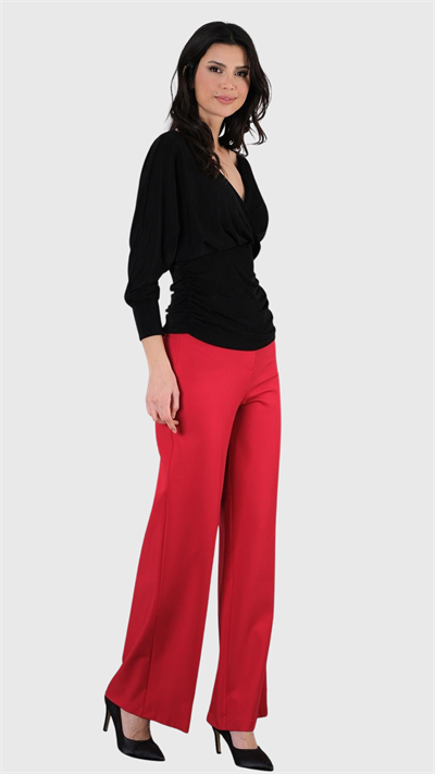 Gerbina Yüksek Bel Bol Paça Pantolon KIRMIZI