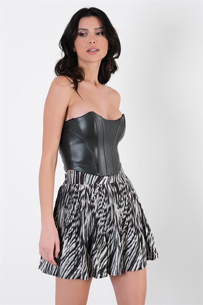 Gioina Sırt Metal Fermuarlı Straplez Bustiyer SİYAH